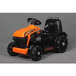 Electric Tractor FARMER, orange, rear wheel drive, 6V battery, Plastic wheels, wide seat, 20W Motor, Single seater, Steering wheel control, LED Lights