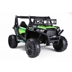 Electric Ride-On Toy Car UTV 24V, Green, two leatherette seats, 2.4Ghz Remote Controller, 2 X 200 W Engines, electric brake, LED lights, Soft EVA wheels with suspension, MP3 Player with USB/AUX