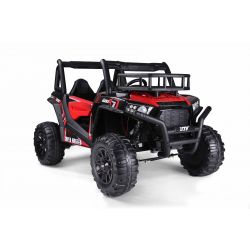 Electric Ride-On Toy Car UTV 24V, Red, two leatherette seats, 2.4Ghz Remote Controller, 2 X 200 W Engines, electric brake, LED lights, Soft EVA wheels with suspension, MP3 Player with USB/SD