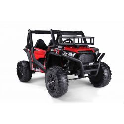 Electric Ride-On Toy Car UTV 24V, Red, two leatherette seats, 2.4Ghz Remote Controller, 2 X 200 W Engines, electric brake, LED lights, Soft EVA wheels with suspension, MP3 Player with USB/AUX