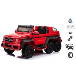 Electric Ride-On Toy Car Mercedes-Benz G63 6X6, MP3 Player, 2.4Ghz, 12V14AH, Removable Battery Box, 4 X MOTOR, Remote Control, Double Leather Seat, EVA Wheels, FM Radio, Servomotor, Two pedals, Red, One-Seater