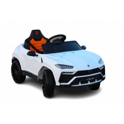 Electric Ride on Car Lamborghini URUS, White, Original Licenced, Battery Powered, Opening doors, 2x Engine, 12 V Battery, 2.4 Ghz remote control, Soft EVA wheels, Suspension, Smooth start