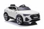 Electric ride-on car Audi E-tron Sportback 4x4 white, Artificial leather seat, 2.4 GHz remote control, Eva wheels, USB / Aux Input, Bluetooth, All wheel suspension, 12V / 7Ah battery, LED Lights, Soft EVA wheels, 4 X 25W engine, ORIGINAL license