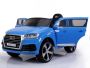 Electric Ride on Car Audi Q7 Quattro New, Blue Painted, Original Licenced, Battery Powered, Opening Doors, Single Seat, 2x Engine, 12 V Battery, 2.4 Ghz remote control, Soft EVA wheels, Smooth start