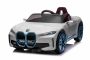 Electric Ride-on car BMW i4, white, 2.4 GHz remote control, USB / AUX / Bluetooth, Rear wheel suspension, 12V battery, LED lights, 2 X 25W Engine, ORIGINAL license
