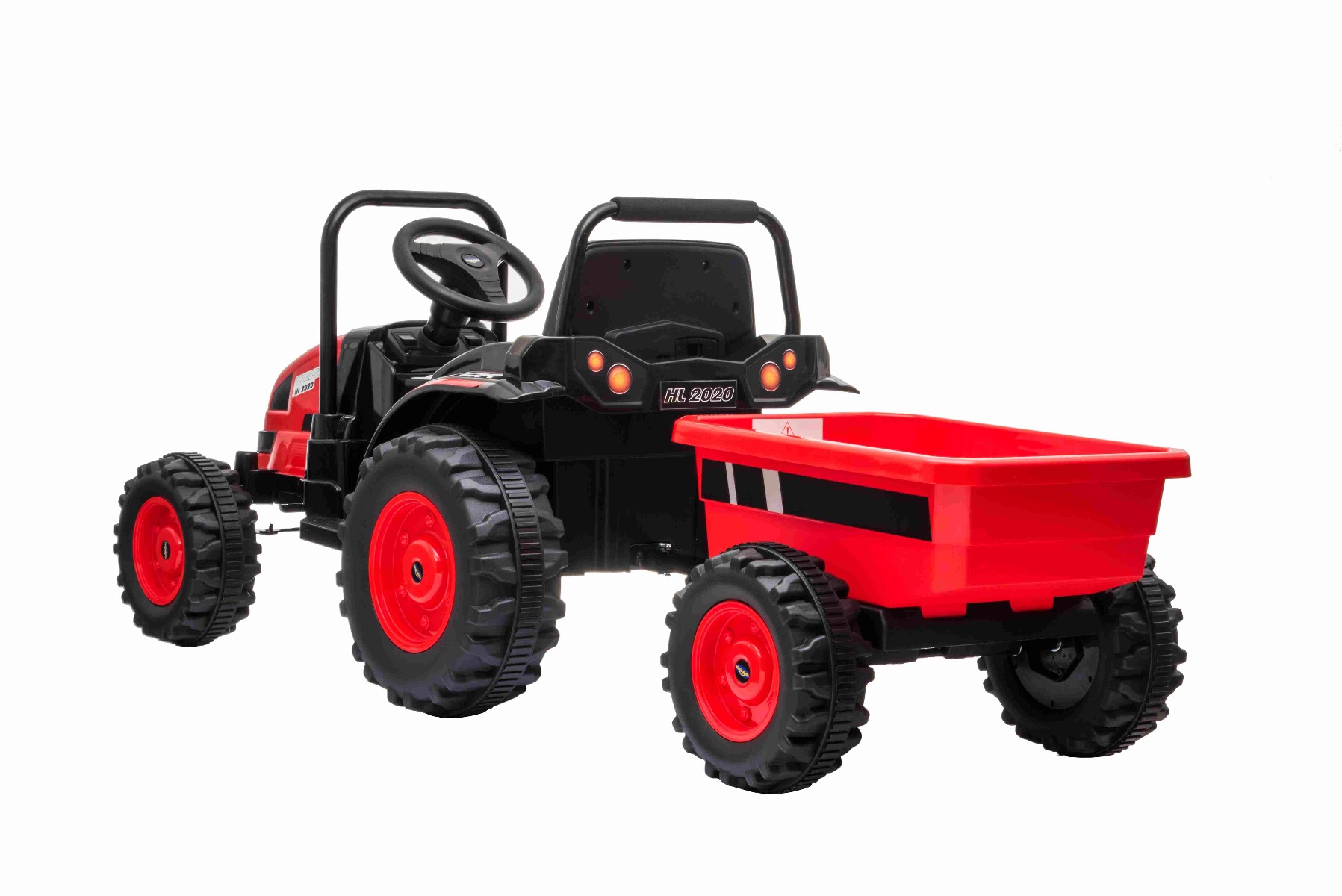 Electric Tractor FARMER with ladle and trailer, orange, rear drive, 6V  battery, Plastic wheels, wide seat, 20W Motor, Single seater, Steering  wheel control, LED Lights