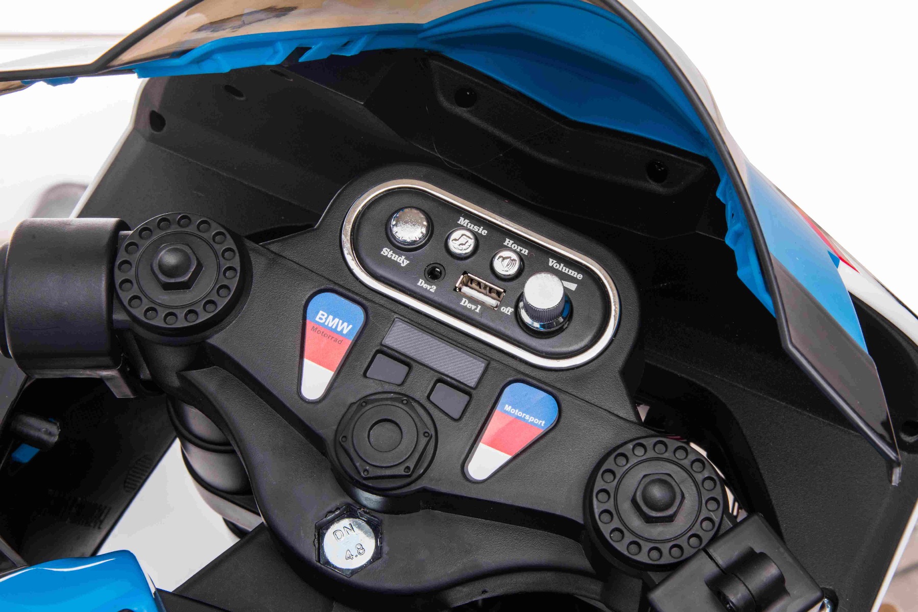 Moto électrique enfant bmw bleu hp4 race 12 volts, 2 moteurs 35w 